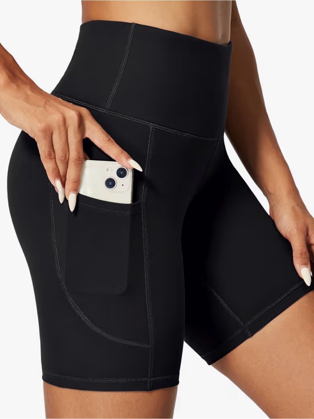 Lugano High-Rise Tummy Control Black Bike/Yoga Shorts with 3 Pockets. XS. NWT